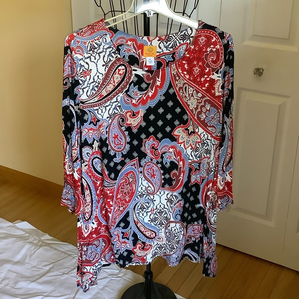 Ruby Rd. Red and Black Paisley Blouse